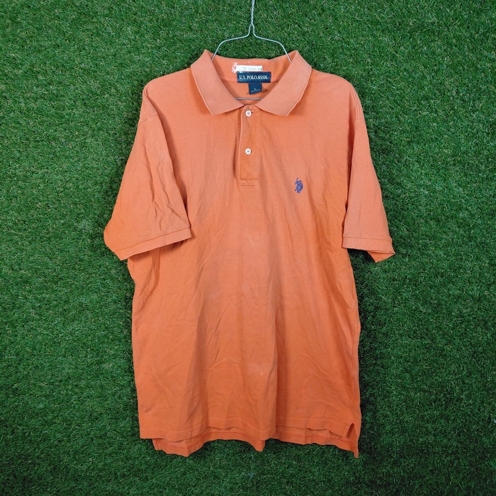 U.S. Polo Assn. Orange Polo Shirt Mens Size L Short Sleeve Cotton
